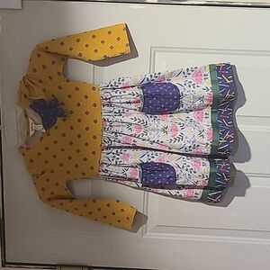 Yellow and Floral Long Sleeve Dress